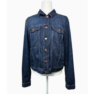 Gap 1969 Womens L Denim Jean Jacket Dark Wash Cotton Trucker NWOT